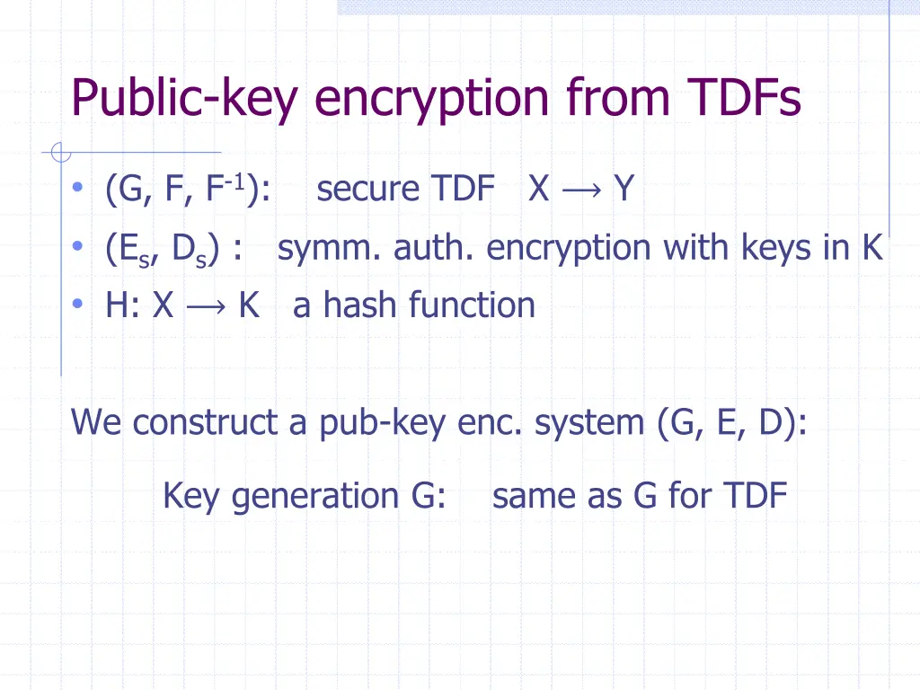 public key encryption from tdfs