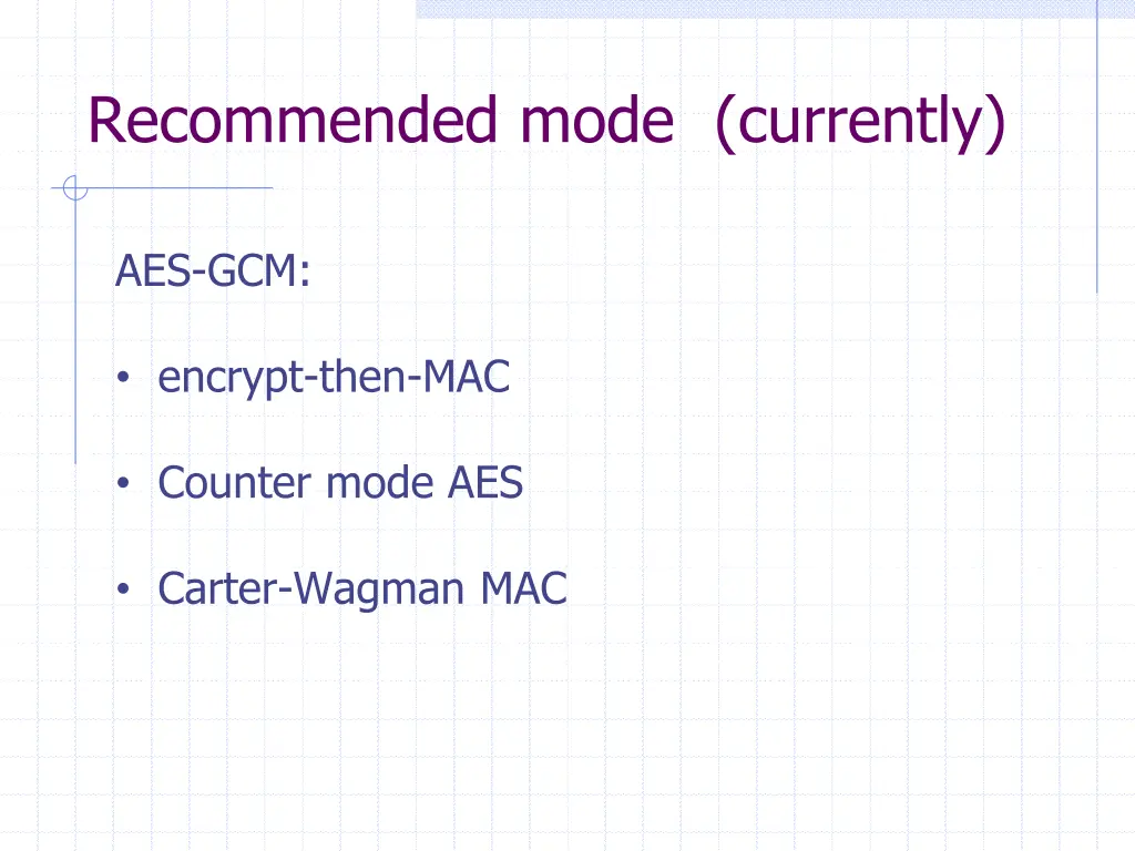 recommended mode currently