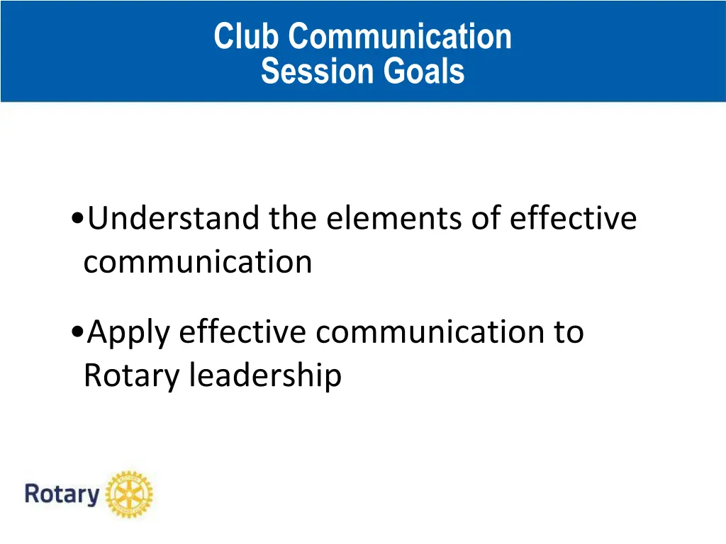 club communication session goals