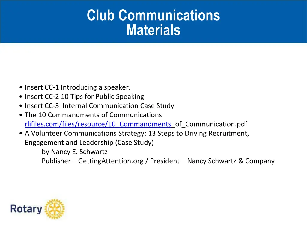 club communications materials