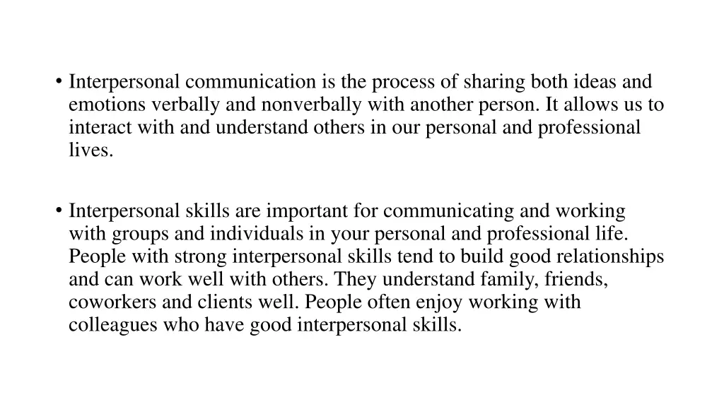 interpersonal communication is the process