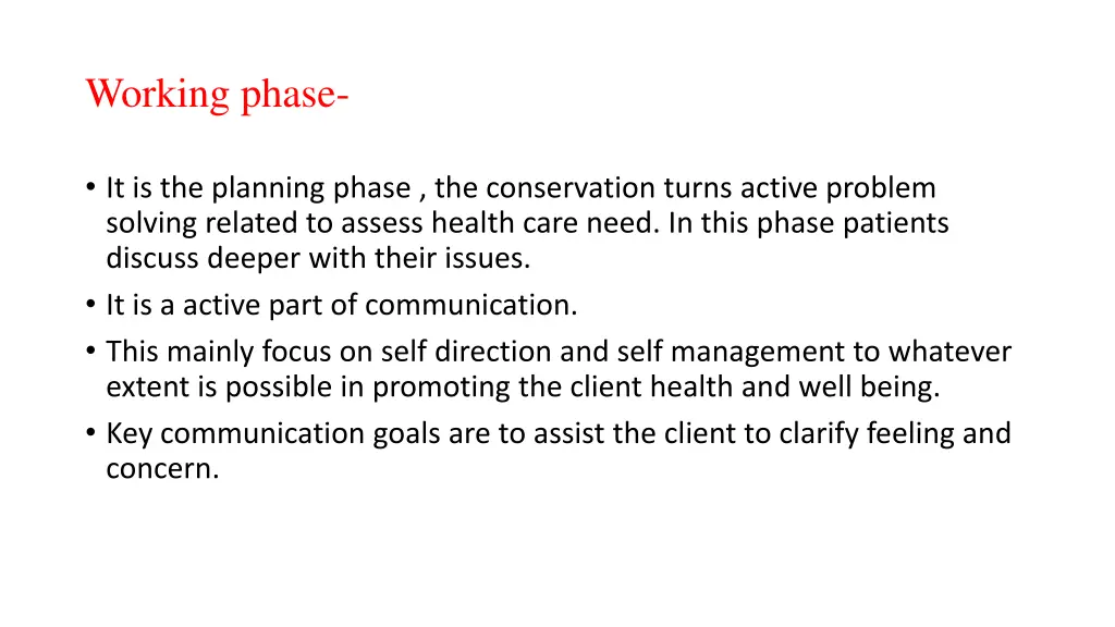 working phase