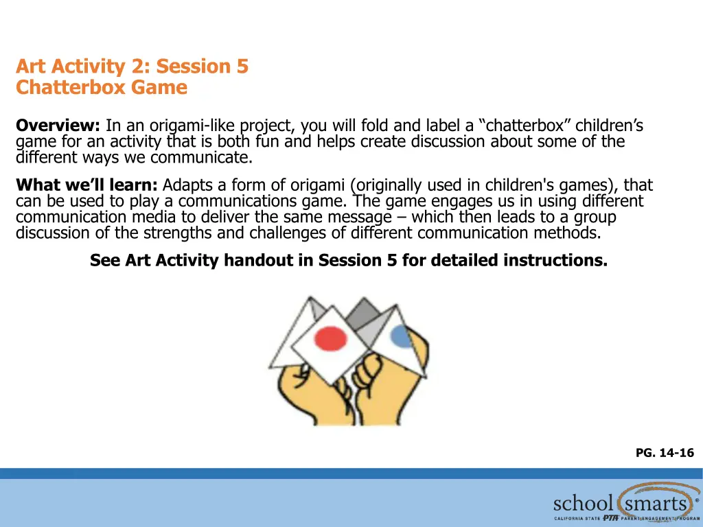 art activity 2 session 5 chatterbox game