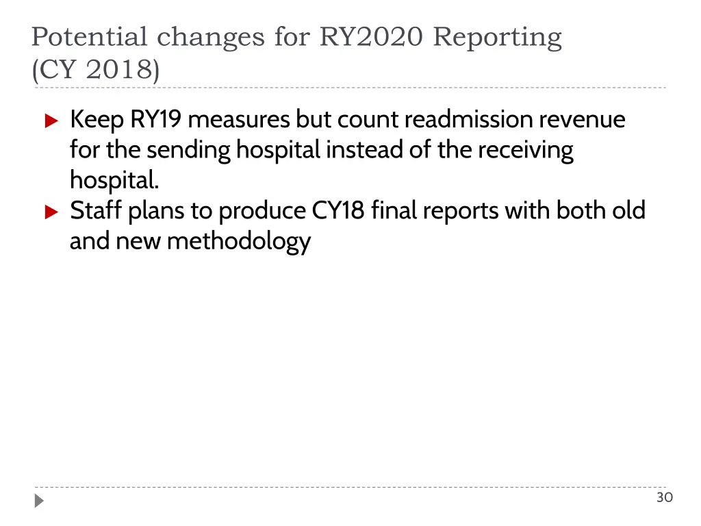 potential changes for ry2020 reporting cy 2018