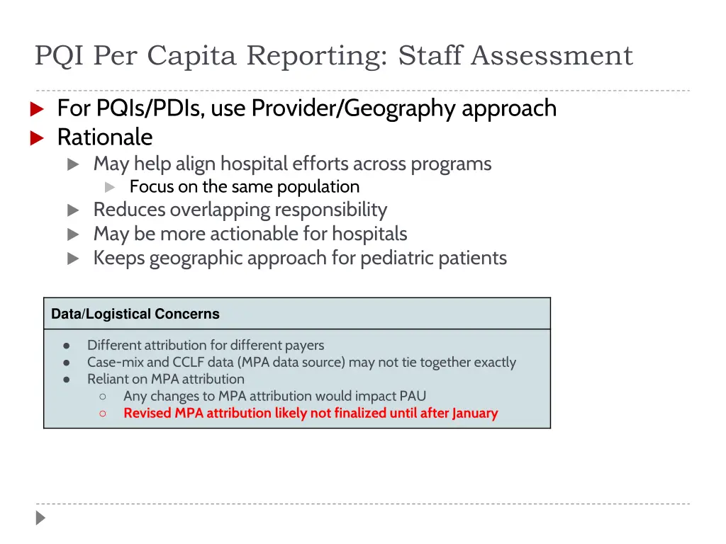 pqi per capita reporting staff assessment