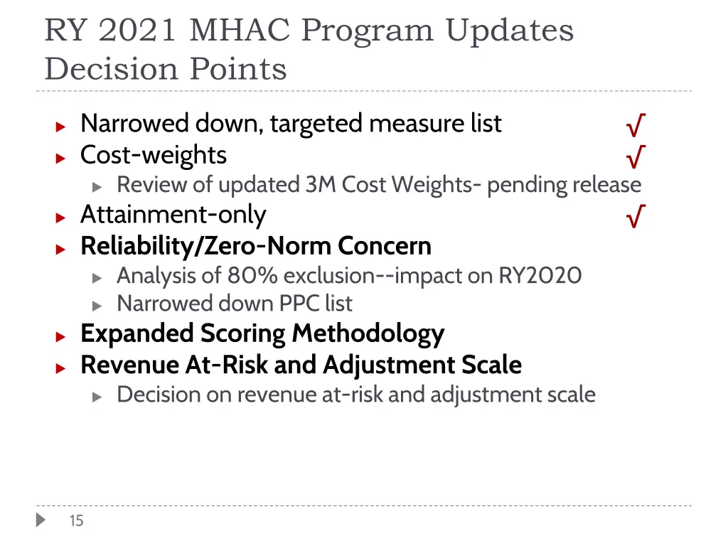 ry 2021 mhac program updates decision points