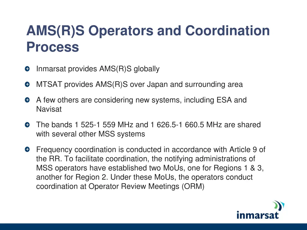 ams r s operators and coordination process