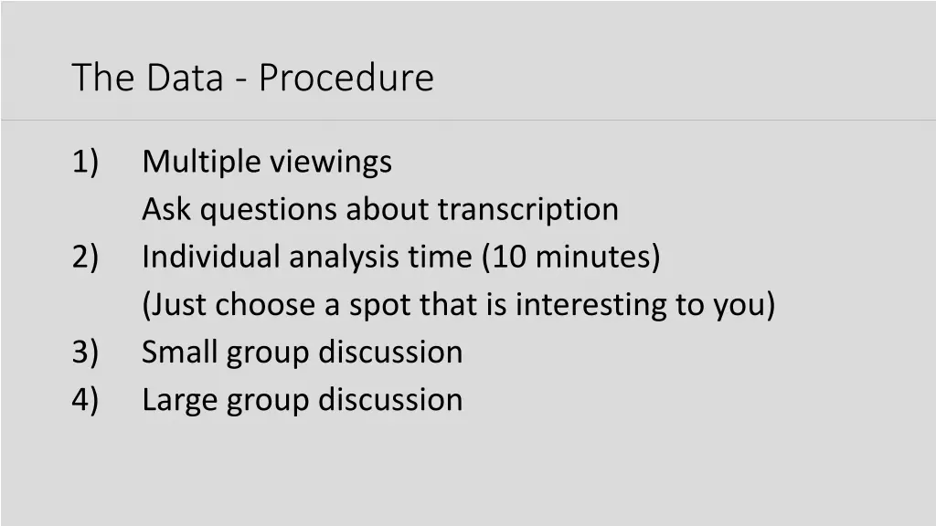 the data procedure