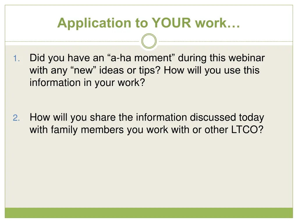 application to your work