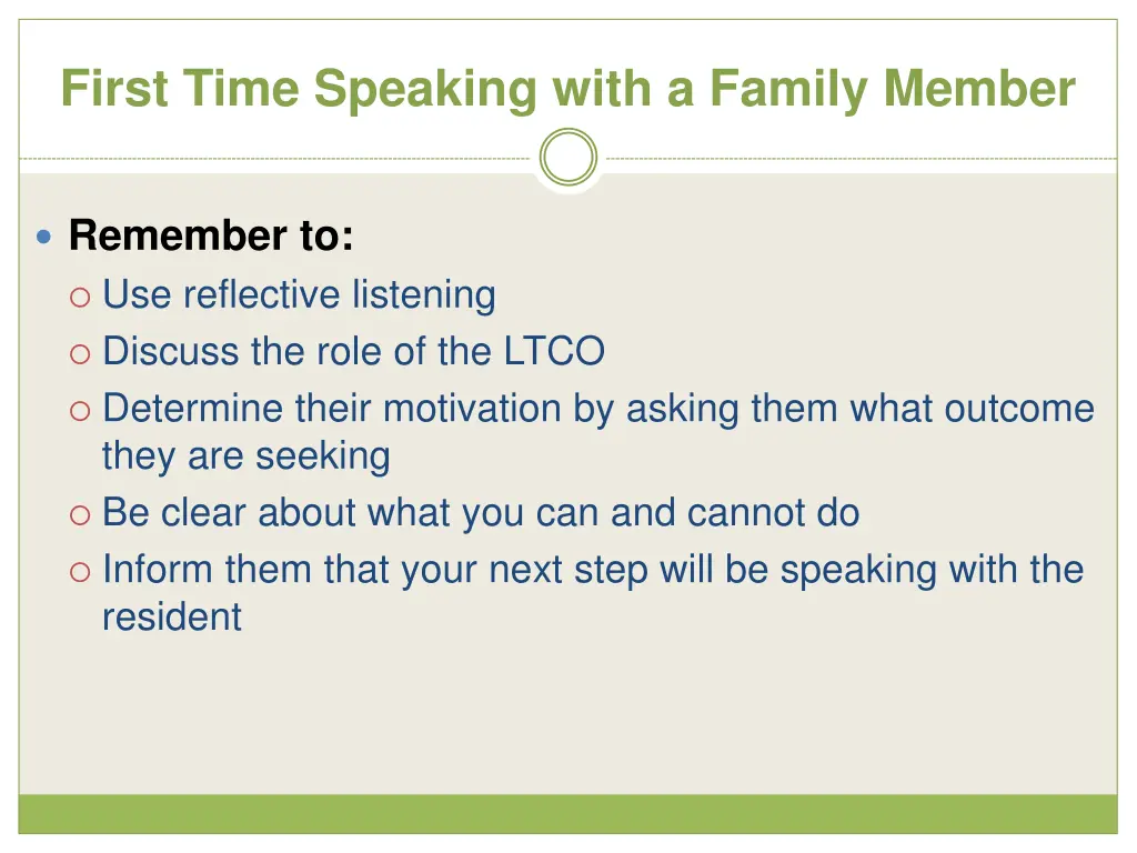 first time speaking with a family member
