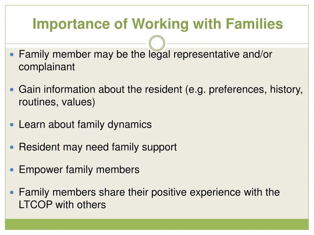 importance of working with families