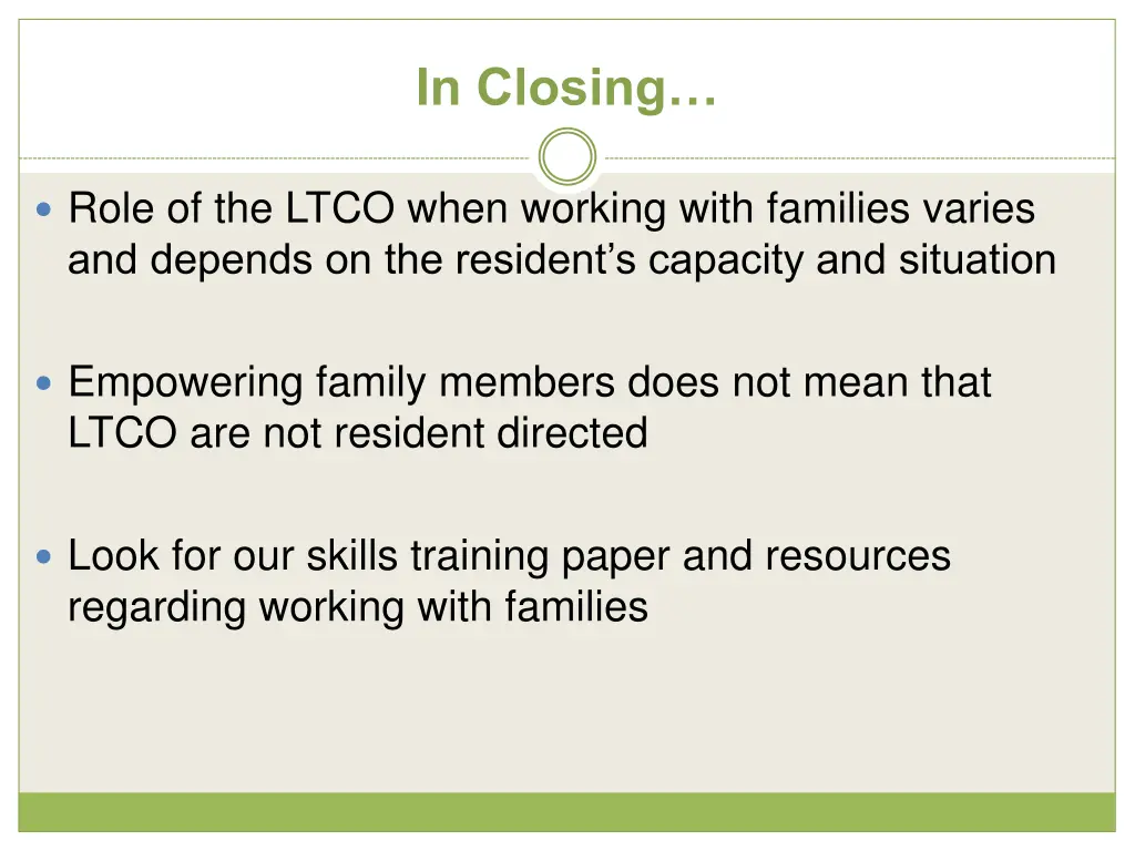 in closing