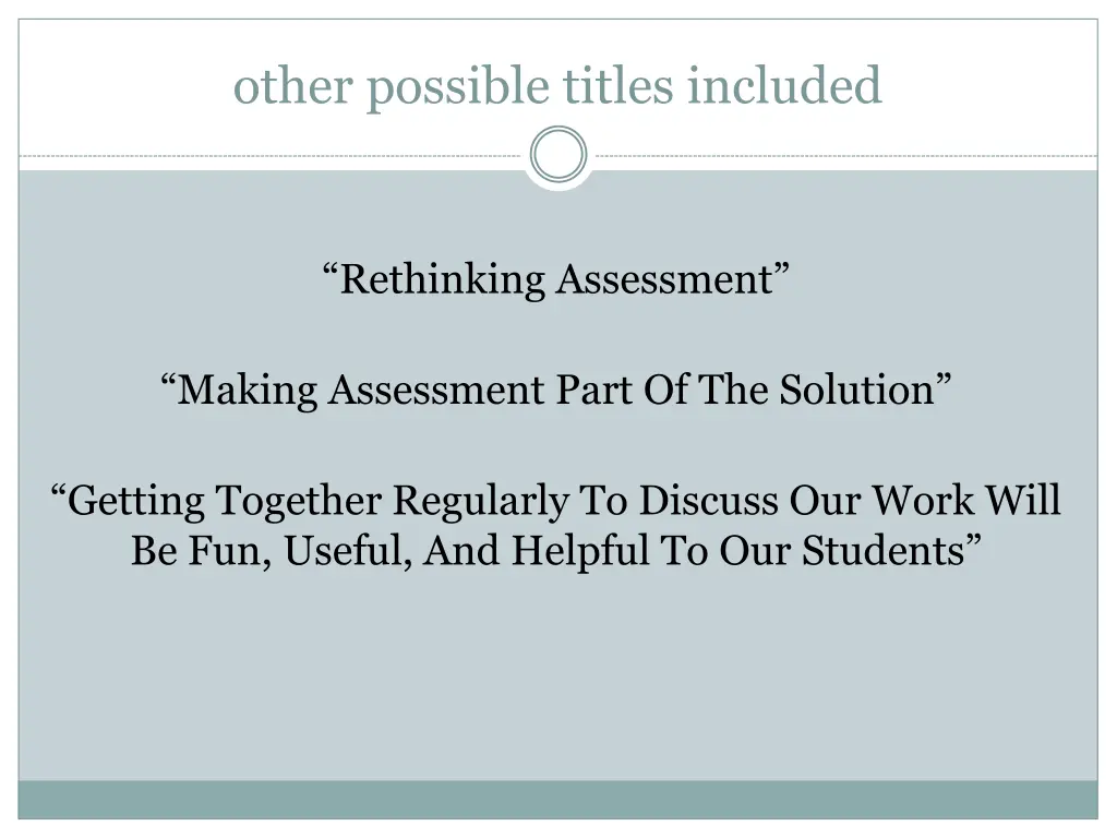 other possible titles included