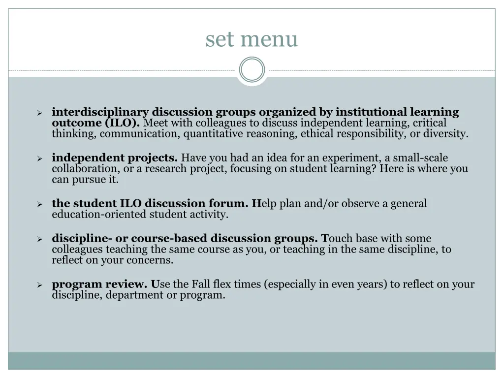 set menu
