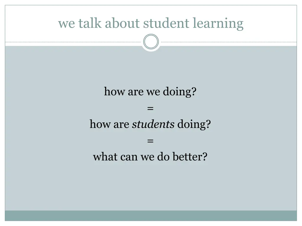 we talk about student learning