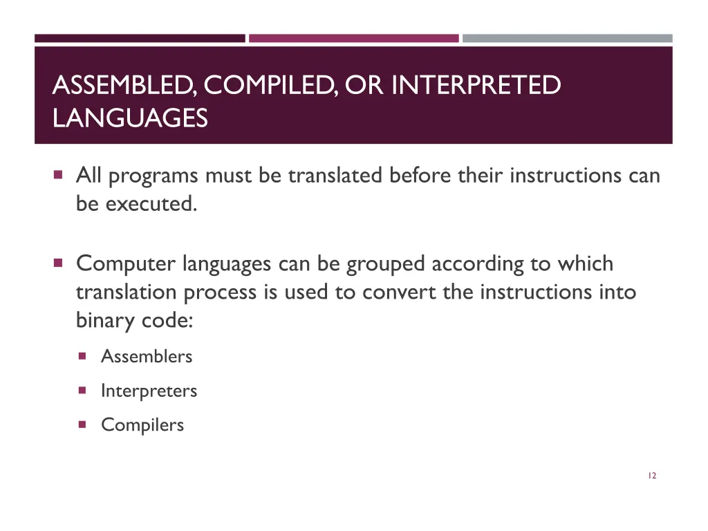 assembled compiled or interpreted languages