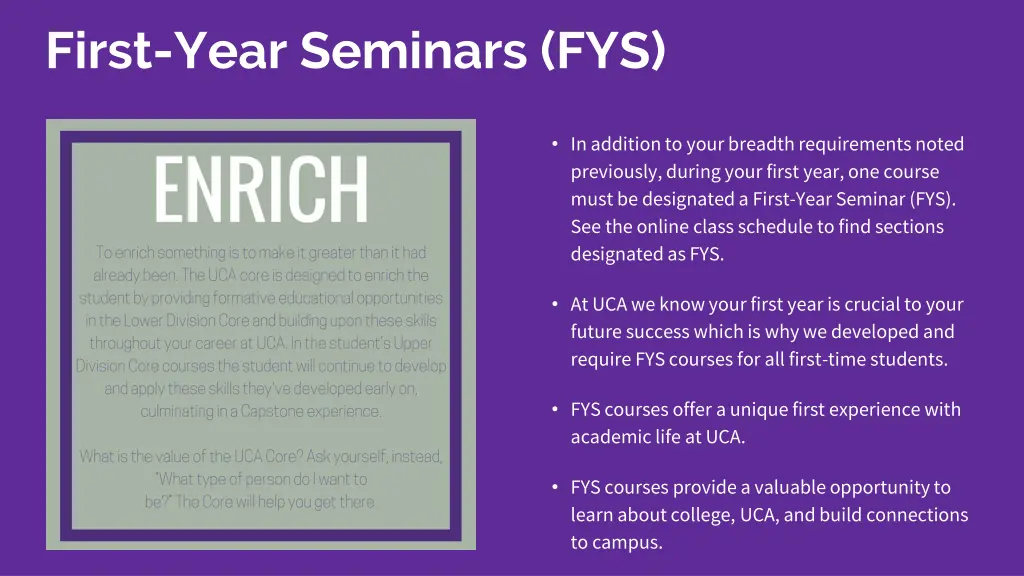 first year seminars fys 1