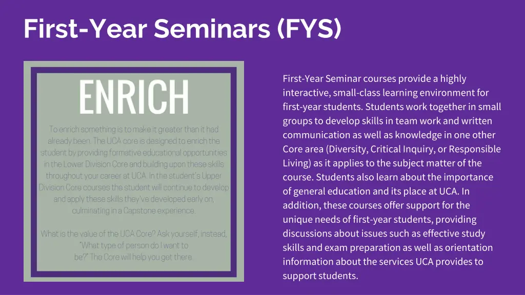 first year seminars fys