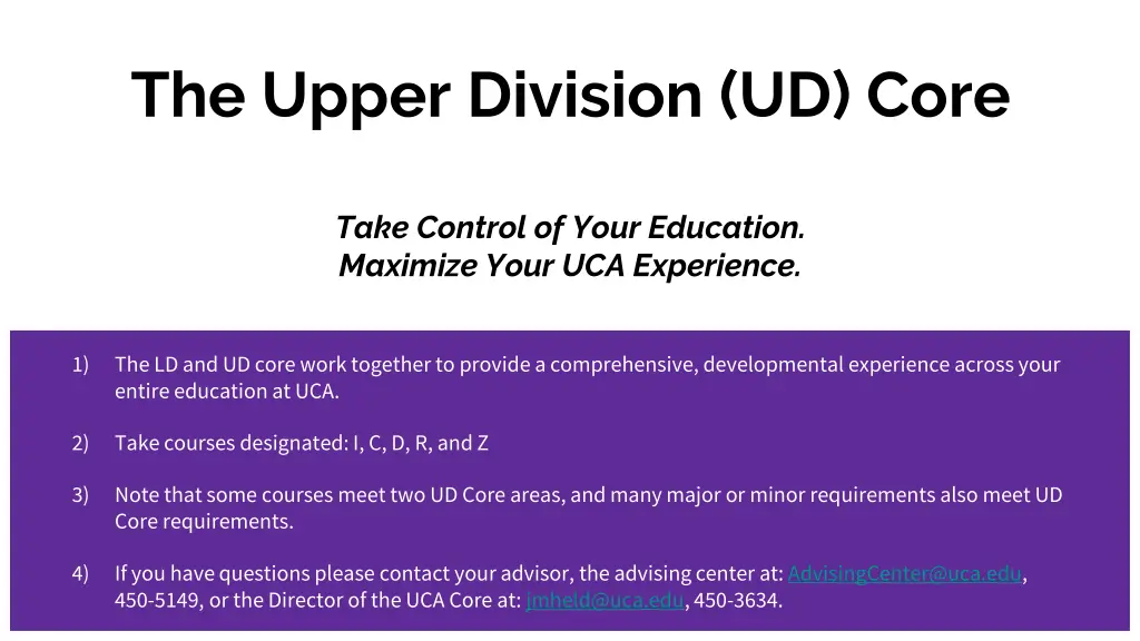 the upper division ud core 1