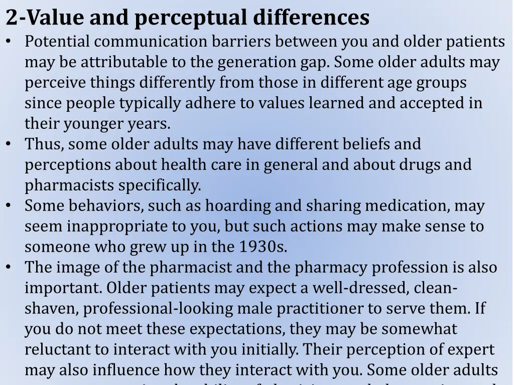2 value and perceptual differences potential