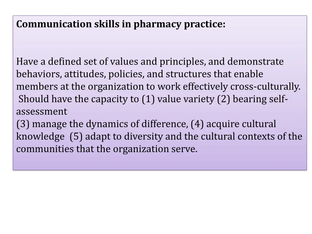 communication skills in pharmacy practice