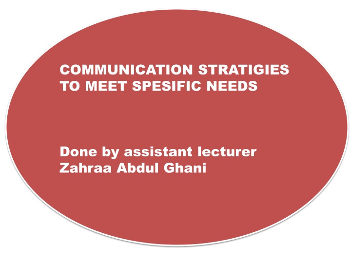 communication stratigies to meet spesific needs