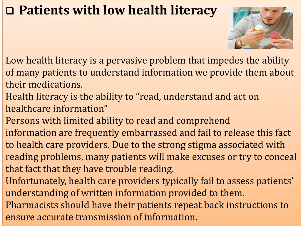 patients with low health literacy
