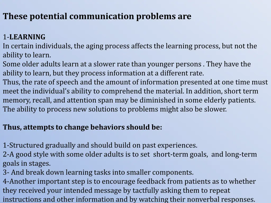 these potential communication problems are