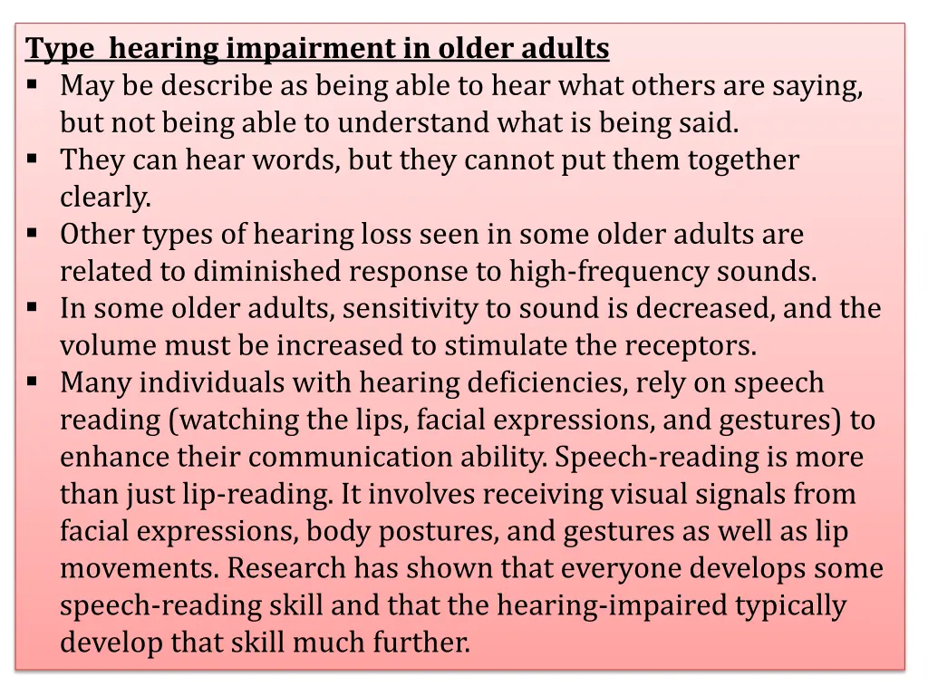type hearing impairment in older adults