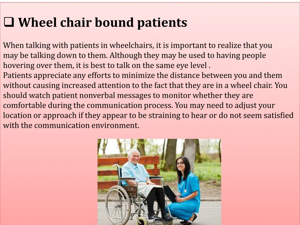 wheel chair bound patients