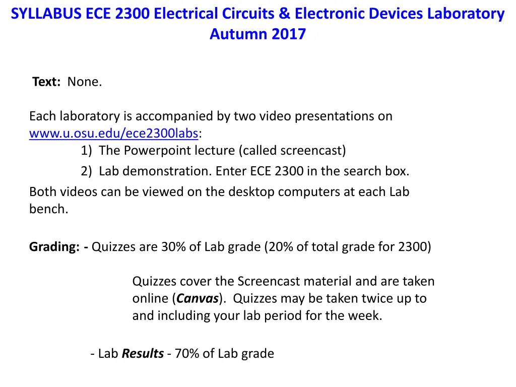 syllabus ece 2300 electrical circuits electronic 2