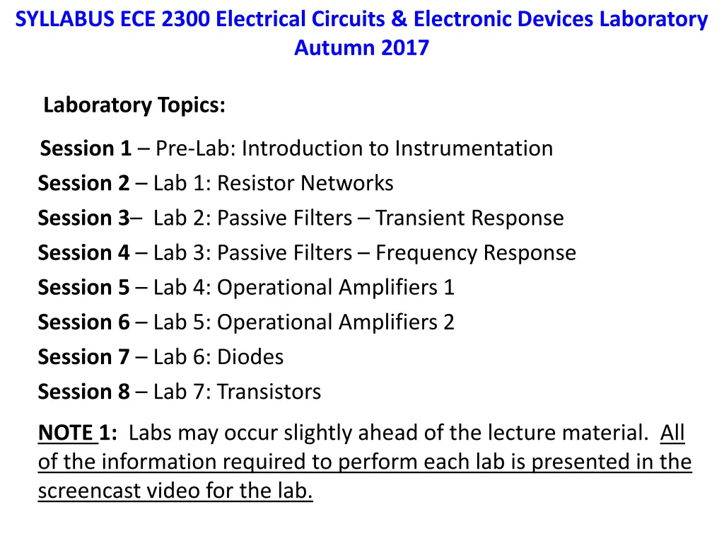 syllabus ece 2300 electrical circuits electronic 3