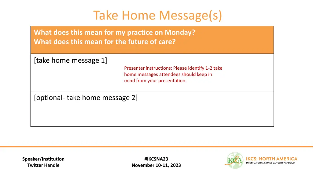 take home message s