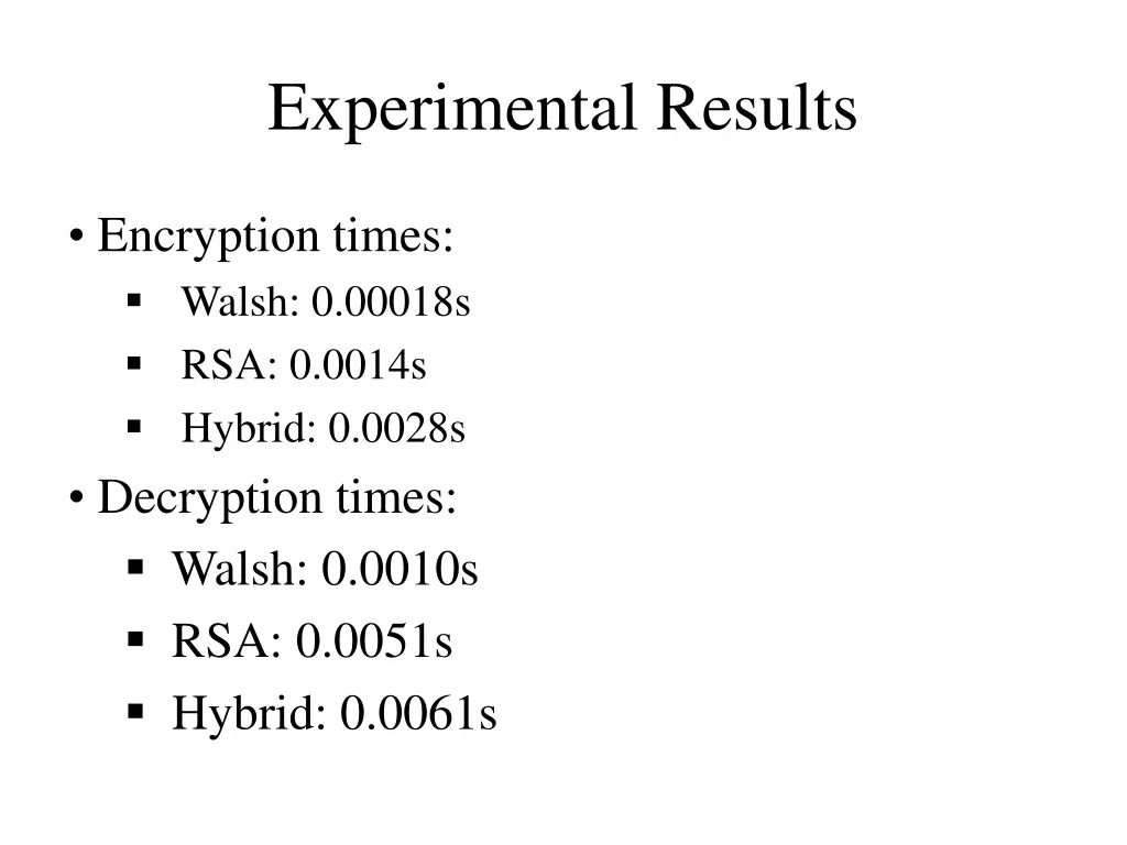 experimental results