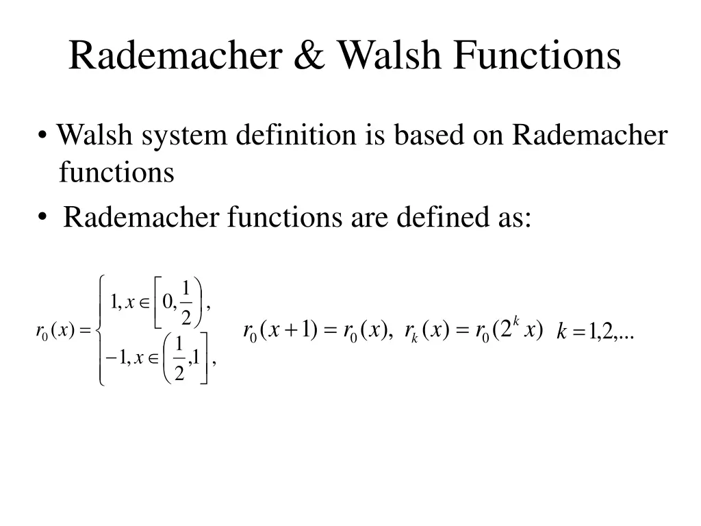 rademacher walsh functions