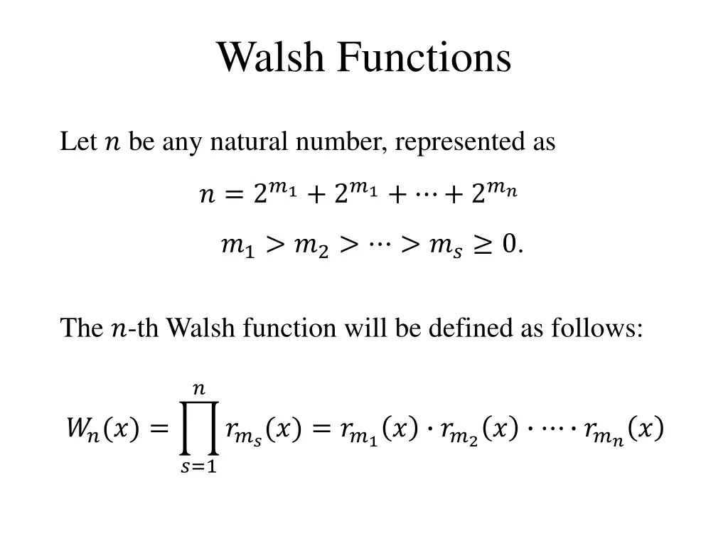 walsh functions