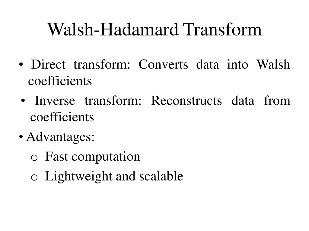 walsh hadamard transform