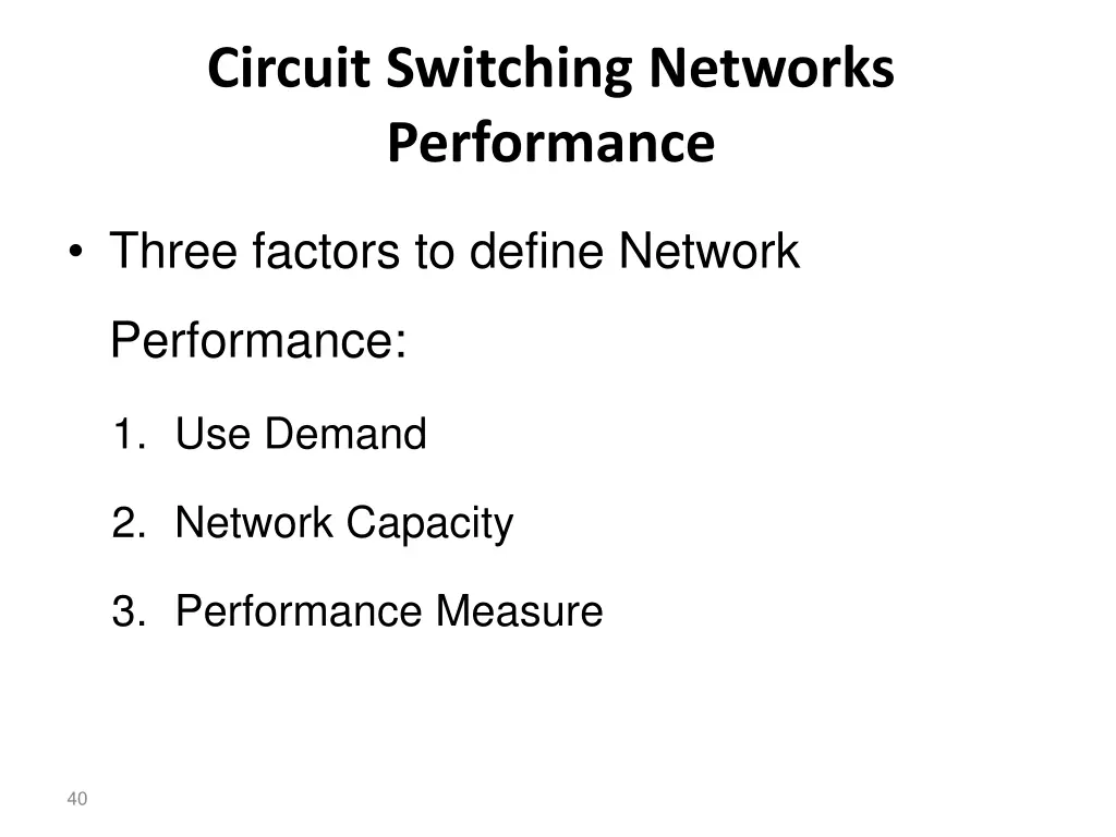 circuit switching networks performance