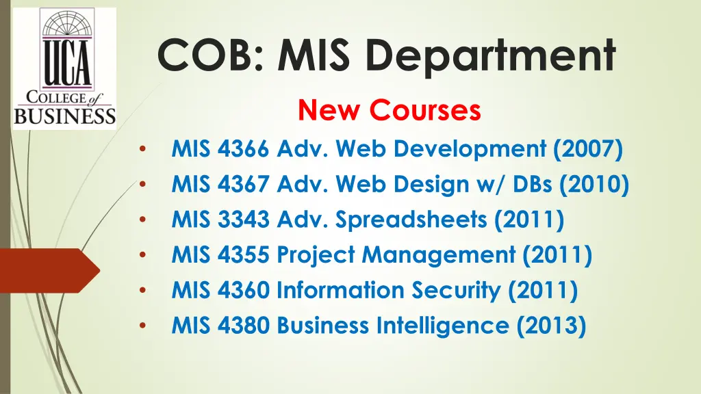 cob mis department new courses mis 4366