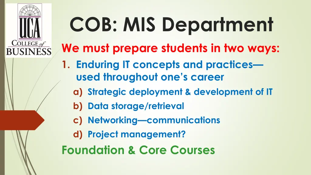 cob mis department we must prepare students