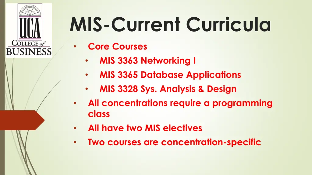 mis current curricula