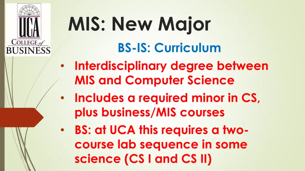 mis new major bs is curriculum interdisciplinary