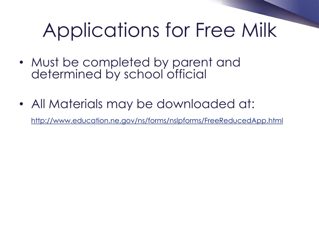 applications for free milk