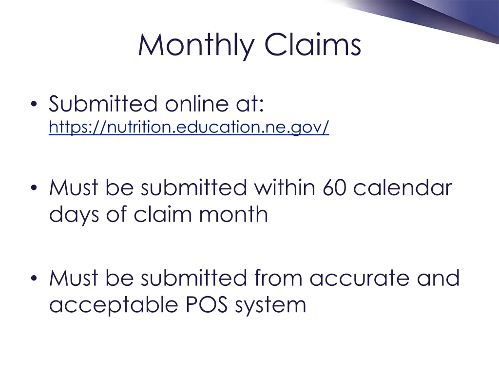 monthly claims