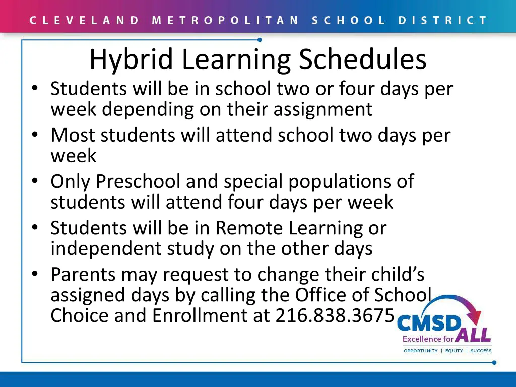 hybrid learning schedules students will