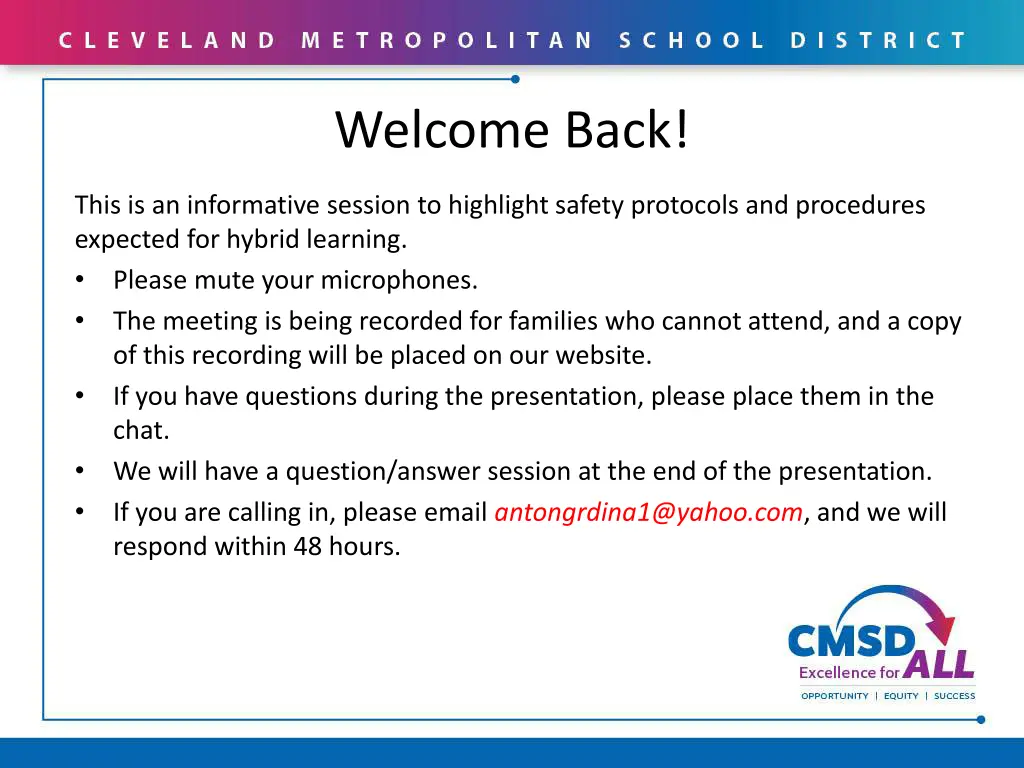 welcome back