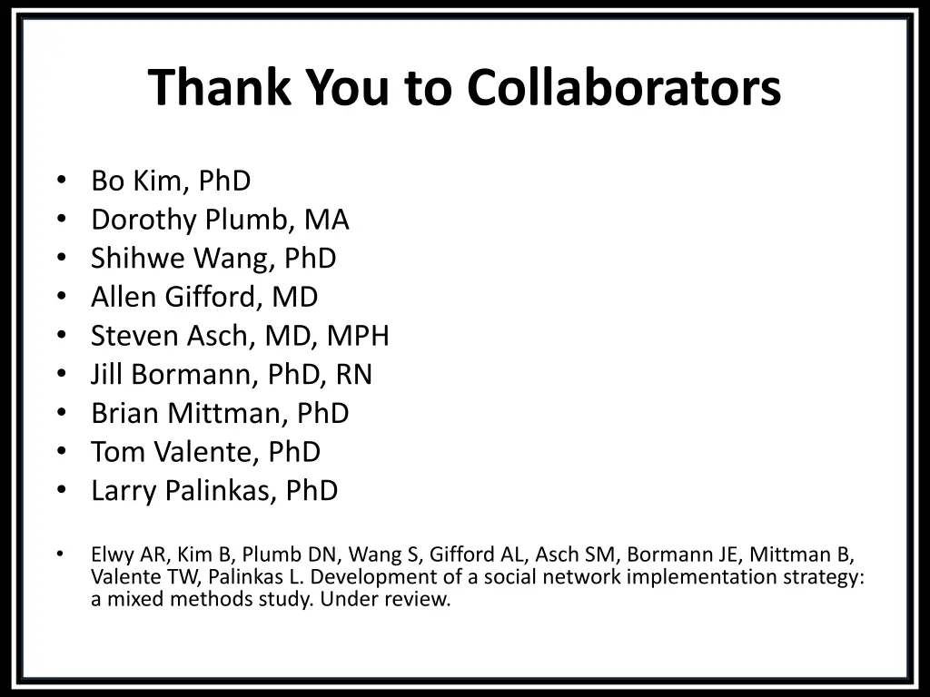 thank you to collaborators