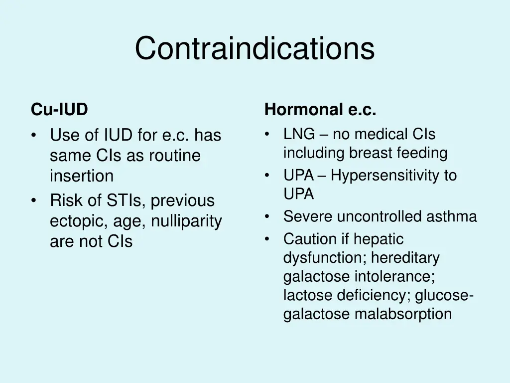 contraindications