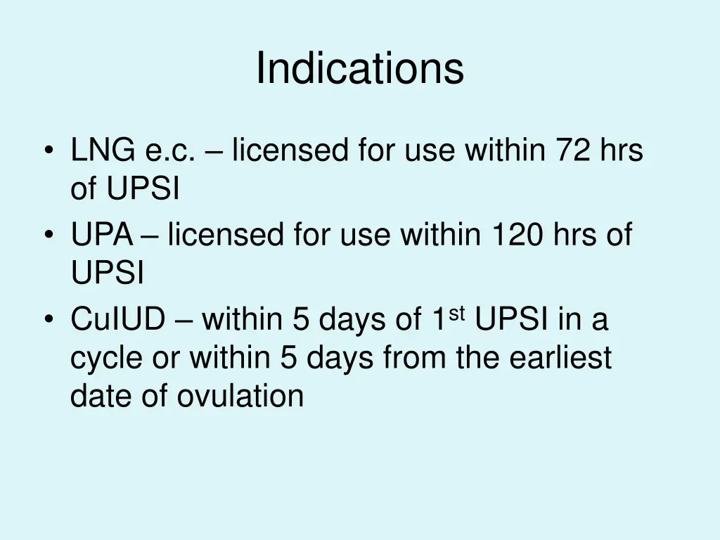 indications