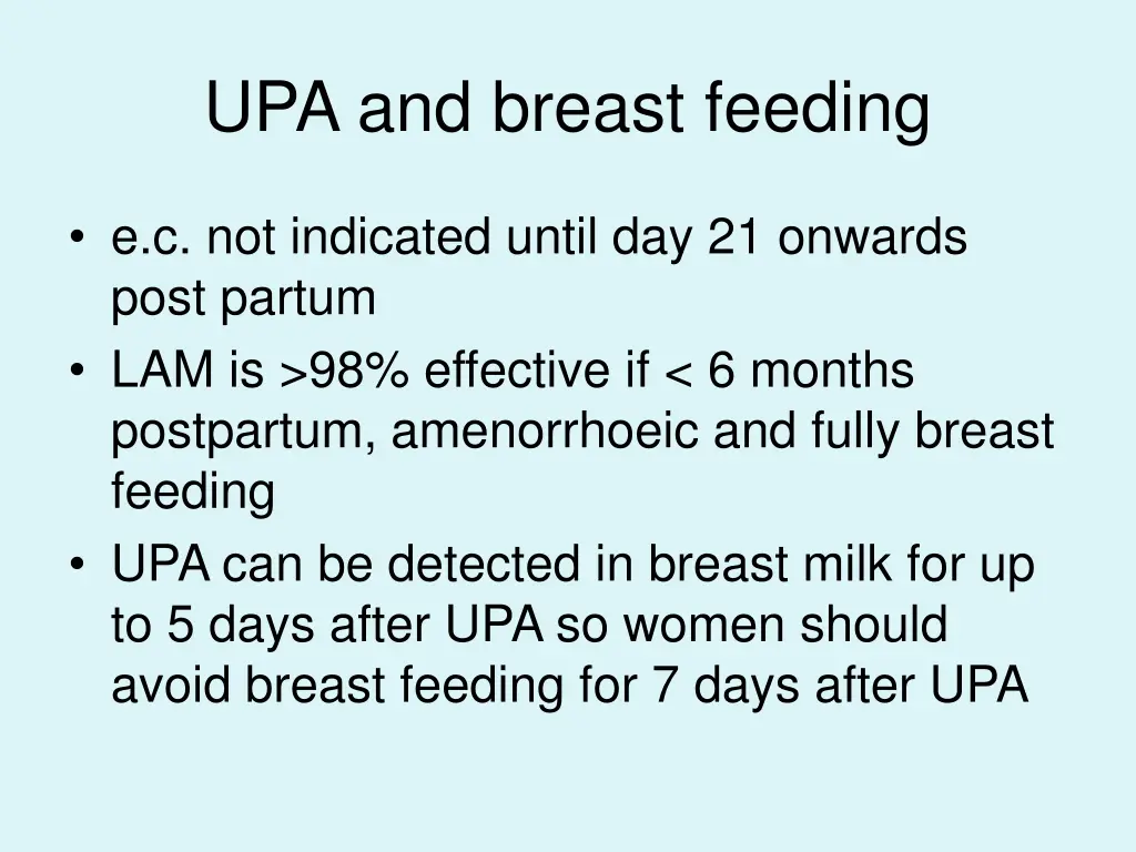 upa and breast feeding